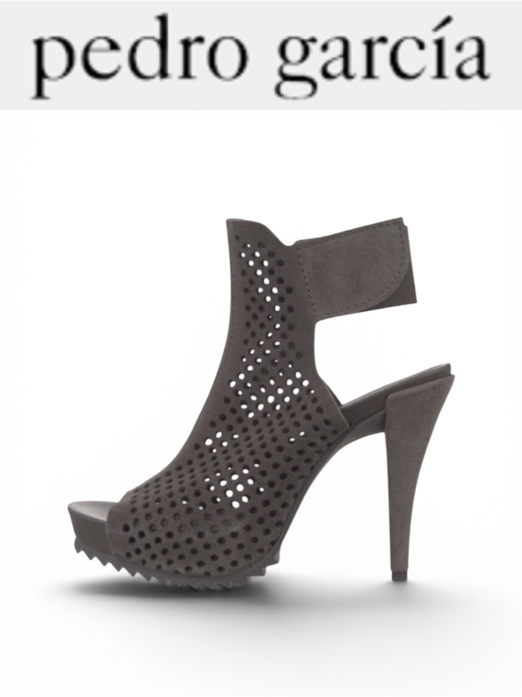 Pedro Garcia Black Suede Laser Cut Gladiator Sandals Velcro Ankle Closure